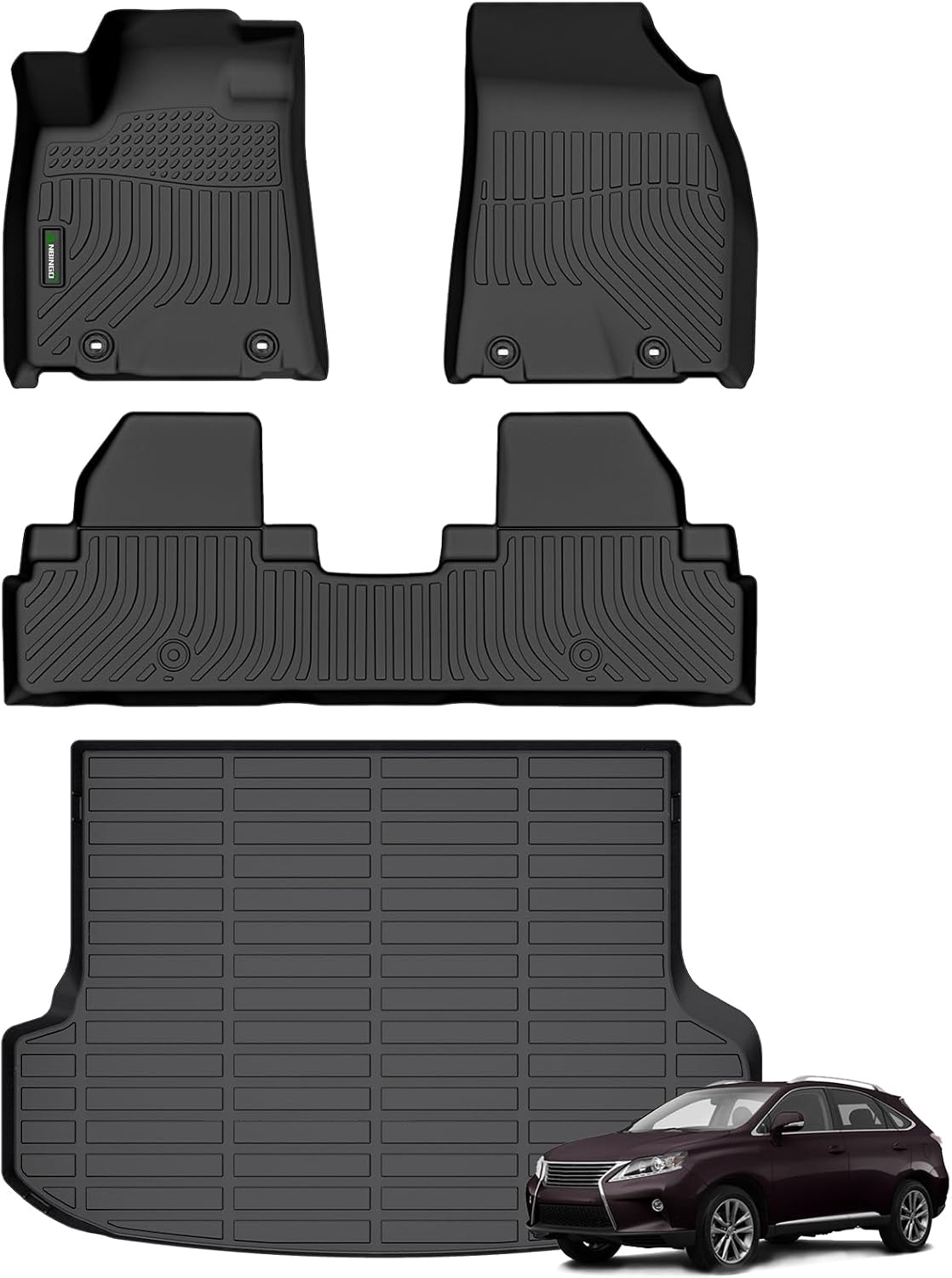 ANBINGO® Floor Mats & Cargo Liner Custom for Lexus RX / RX350 / RX450h 2010-2015 All Weather Protection TPE Heavy Duty Non-Slip Automotive RX Mats Fits Full Set RX350 Accessories, Black