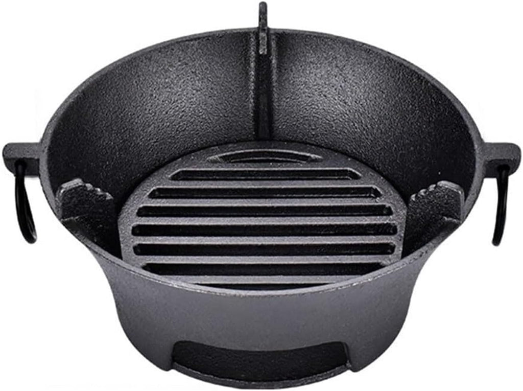 Cast Iron Charcoal Grill – Portable Korean & Japanese BBQ Stove, Heavy-Duty Campfire Barbecue Grill for Camping