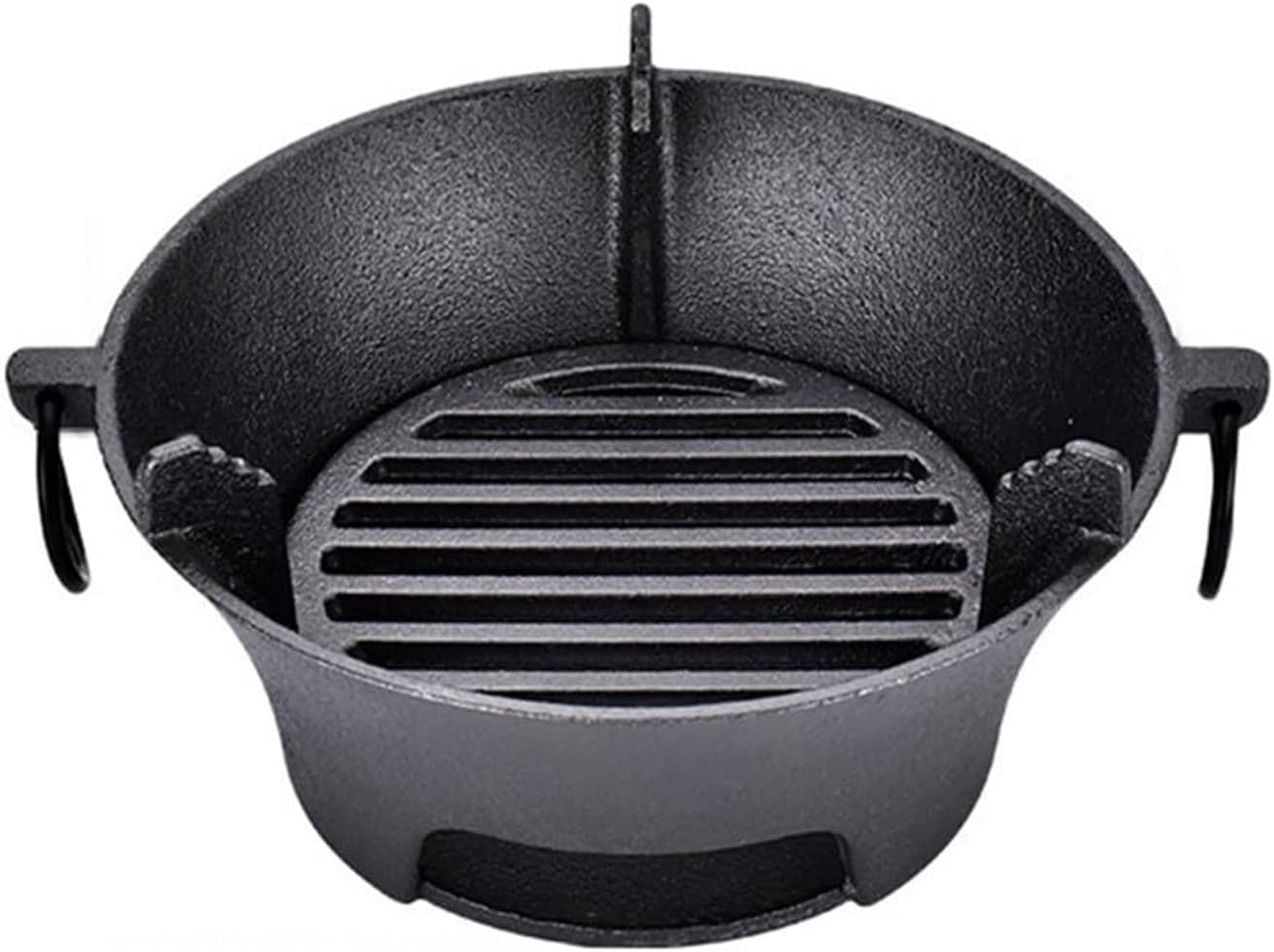 Cast Iron Charcoal Grill – Portable Korean & Japanese BBQ Stove, Heavy-Duty Campfire Barbecue Grill for Camping