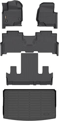 Binmotor-Floor Mats & Cargo Liner for for 2021-2024 Ford Expedition Max XL丨XLT丨Limited丨King Ranch丨Platinum (Only for 7 Seats with 2nd Row Bucket Seat), Expedition Max All Weather Car Mats Accessories