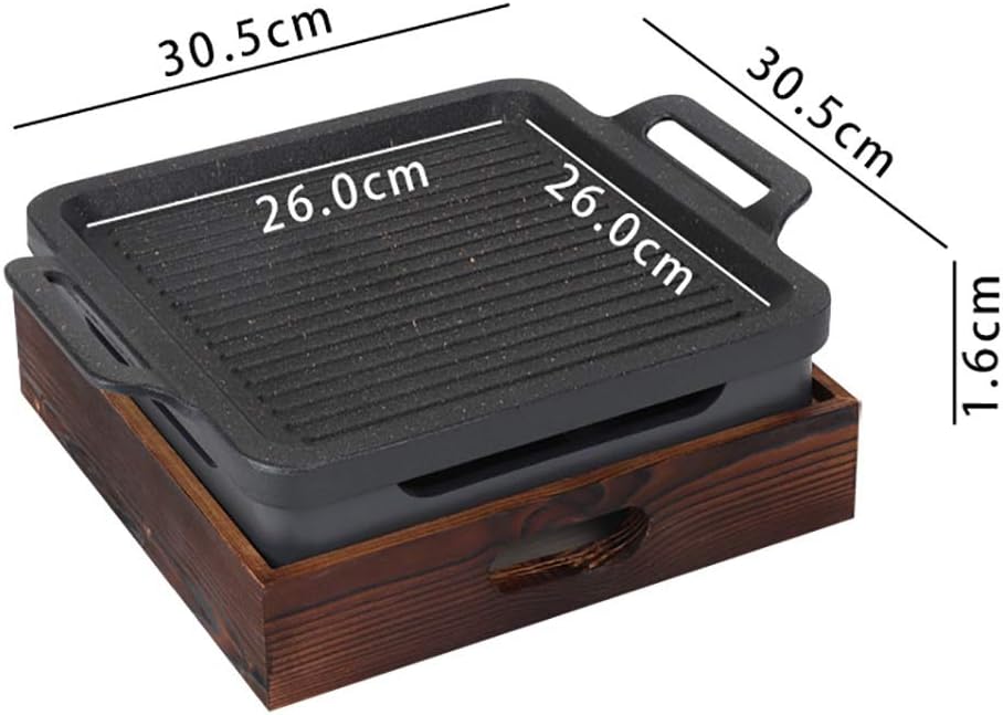 BBQ Barbeque Barbecue Grill,Korean Alcohol Barbecue Grill,Non-Stick Grill Fish Pan,Aluminum Alloy,Indoor and Outdoor,3 Size (Size : 26.5cm26.5cm)