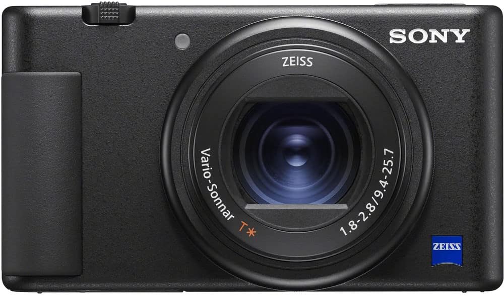 Sony ZV-1 Digital Vlogging Camera Black (DCZV1/B) – 20.1 MP 1' Sensor, 24–70 mm ZEISS Lens, 4K HDR Video, Flip Screen w/ 64GB Card, Photo Software, 2 x NP-BX1 Battery, Card Reader and More