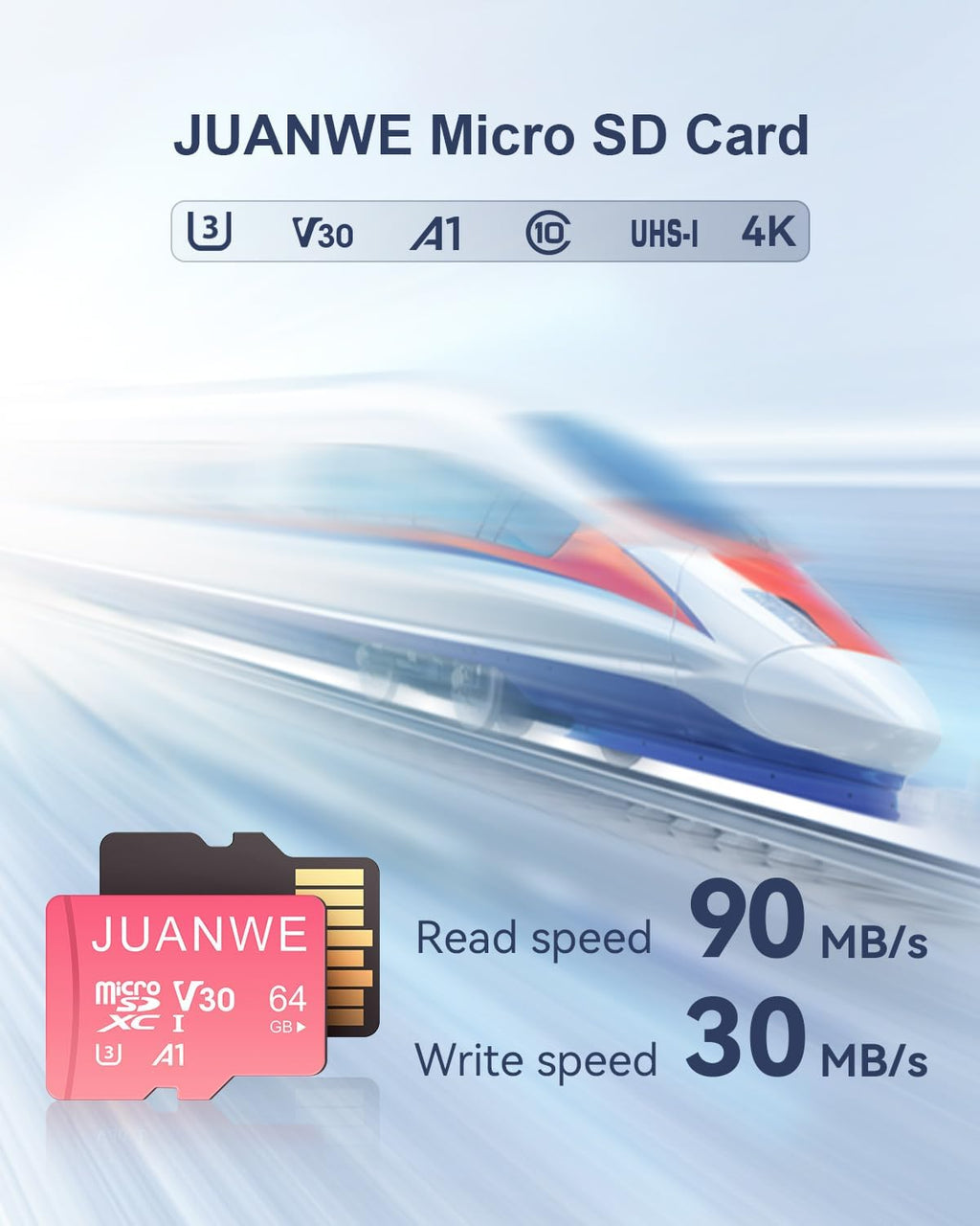 JUANWE 10 Pack 64GB Micro SD Card 64 GB Memory Card MicroSDXC SD Card 64GB TF Cards UHS-I A1 U3 V30 for 4K Video Recording (10 Pack, Pink)