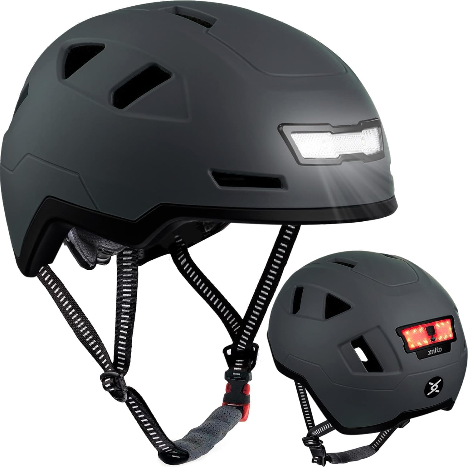 XNITO Kid Bike Helmets for Boys and Girls | Fit Head 51-54cm Circumference | CPSC & NTA-8776 Dual Certified | Multi-Sport Helmets with LED Lights, Magnetic Buckle, Detachable Visor