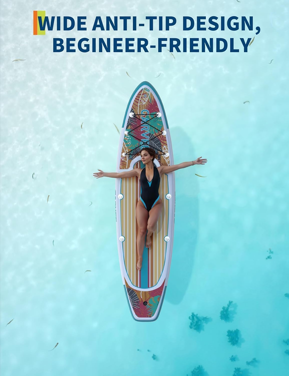 Garvee Inflatable Stand Up Paddle Boards Yoga Board with Premium SUP Paddle Board Accessories, Ultra-Light Wide Stable Design, Non-Slip Comfort Deck for All Skill Levels Youth Adults,10 Ft 6