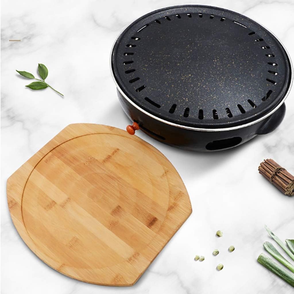 BBQ Barbeque Barbecue Grill,Cast Iron Charcoal Grill,Charcoal Household Barbecue Pot,Commercial Korean Barbecue Grill,8 Styles (Color : B)