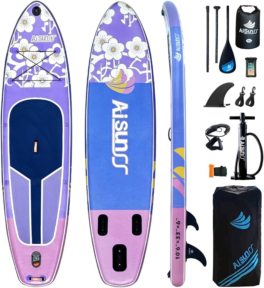Inflatable Paddle Board for Adult, Paddle Board for All Skill Levels, Wide SUP Board with Primium Accessories Include SUP Carry Bag, Hand Pump, 10L Waterproof Bag