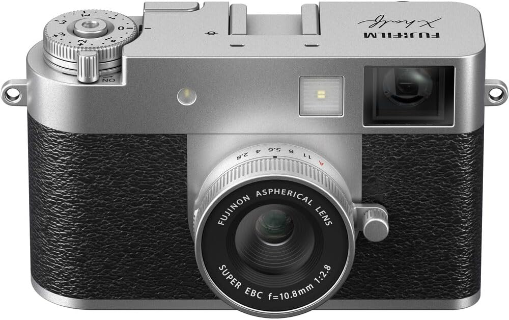 FUJIFILM X Half Premium Compact Digital Camera (Silver) Bundle with Fuji INSTAX MINI Link 3 Smartphone Printer (Clay White) + Instax Mini Film + Extra Battery + Charger + 64GB Memory Card + More