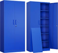 Yizosh Metal Garage Storage Cabinet with 2 Doors and 5 Adjustable Shelves - 71' Steel Lockable File Cabinet,Locking Tool Cabinets for Office,Home,Garage,Gym,School (Blue)