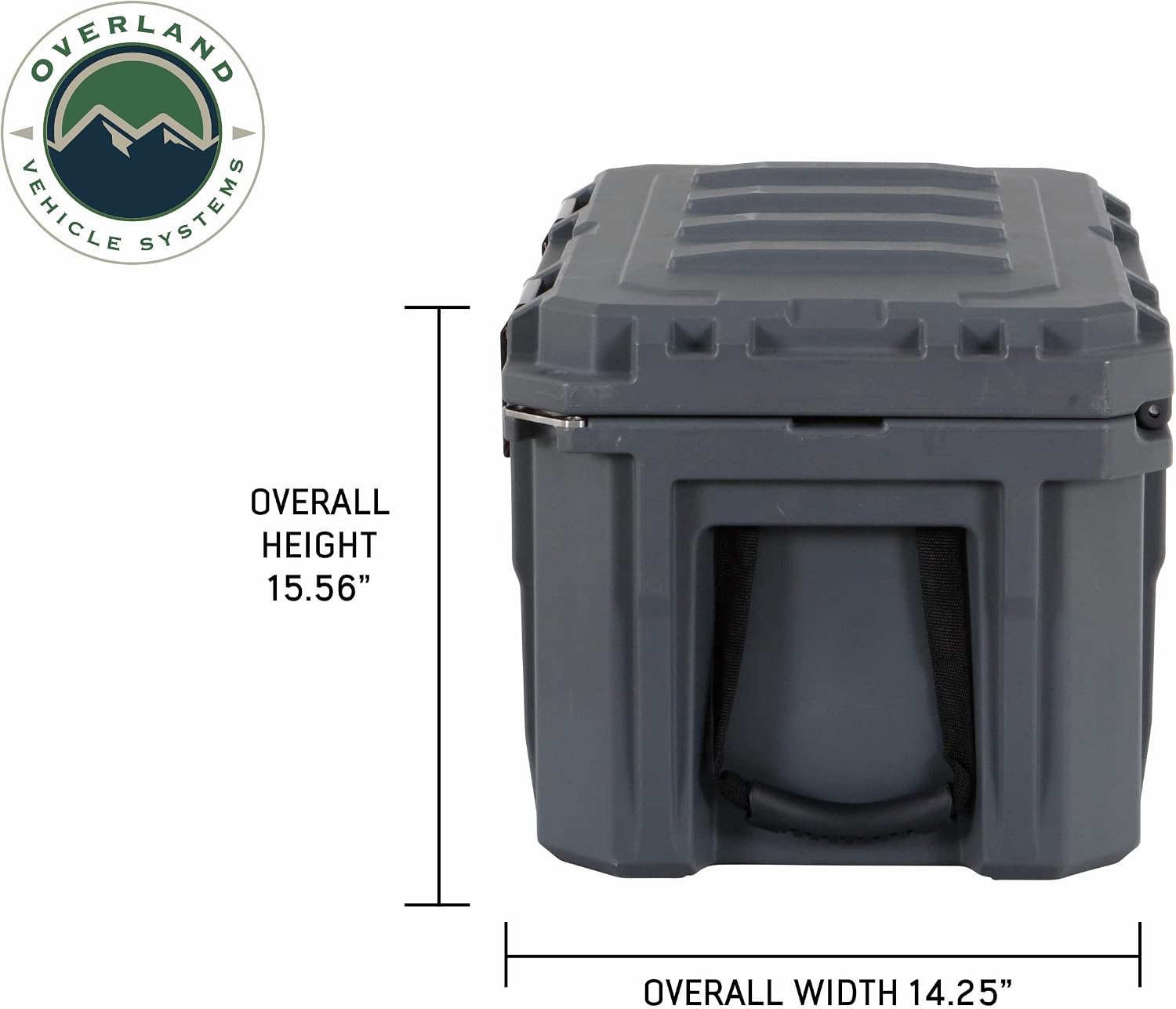 Overland Vehicle Systems 40100001 Dark Gray 53 QT Dry Box Storage with Drain, and Bottle Opener | Waterproof Seal | Heavy-Duty Latches and Nylon Handles | Keeps Gear Safe, Dry and Organized
