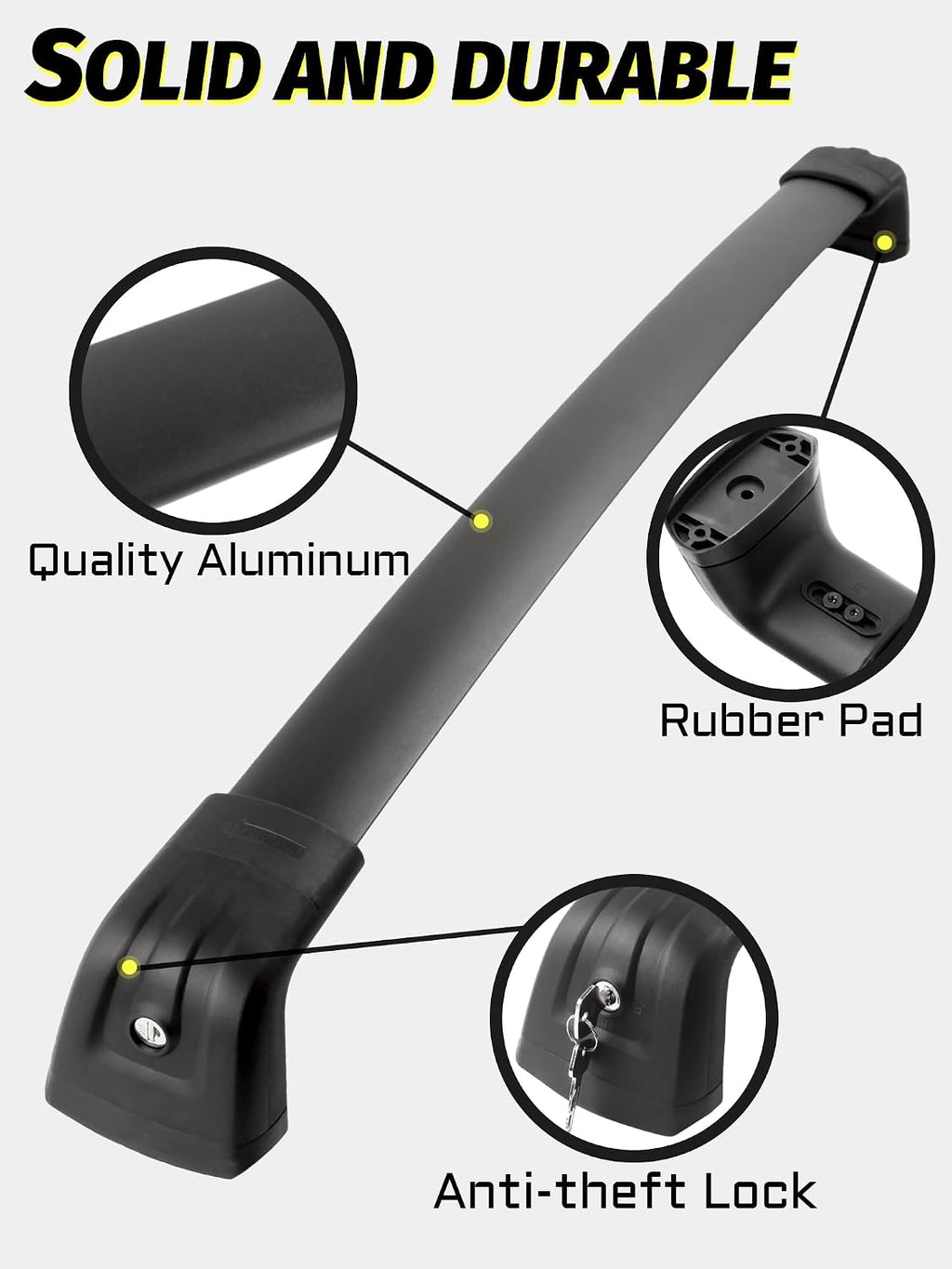 Gdydi 220lbs Roof Rack Cross Bars Compatible with 2021-2025 Suburban, Tahoe, GMC Yukon, Yukon XL, Cadillac Escalade ESV with Anti-Theft Lock, Black Matte Aluminum Anti-Corrosion Crossbars