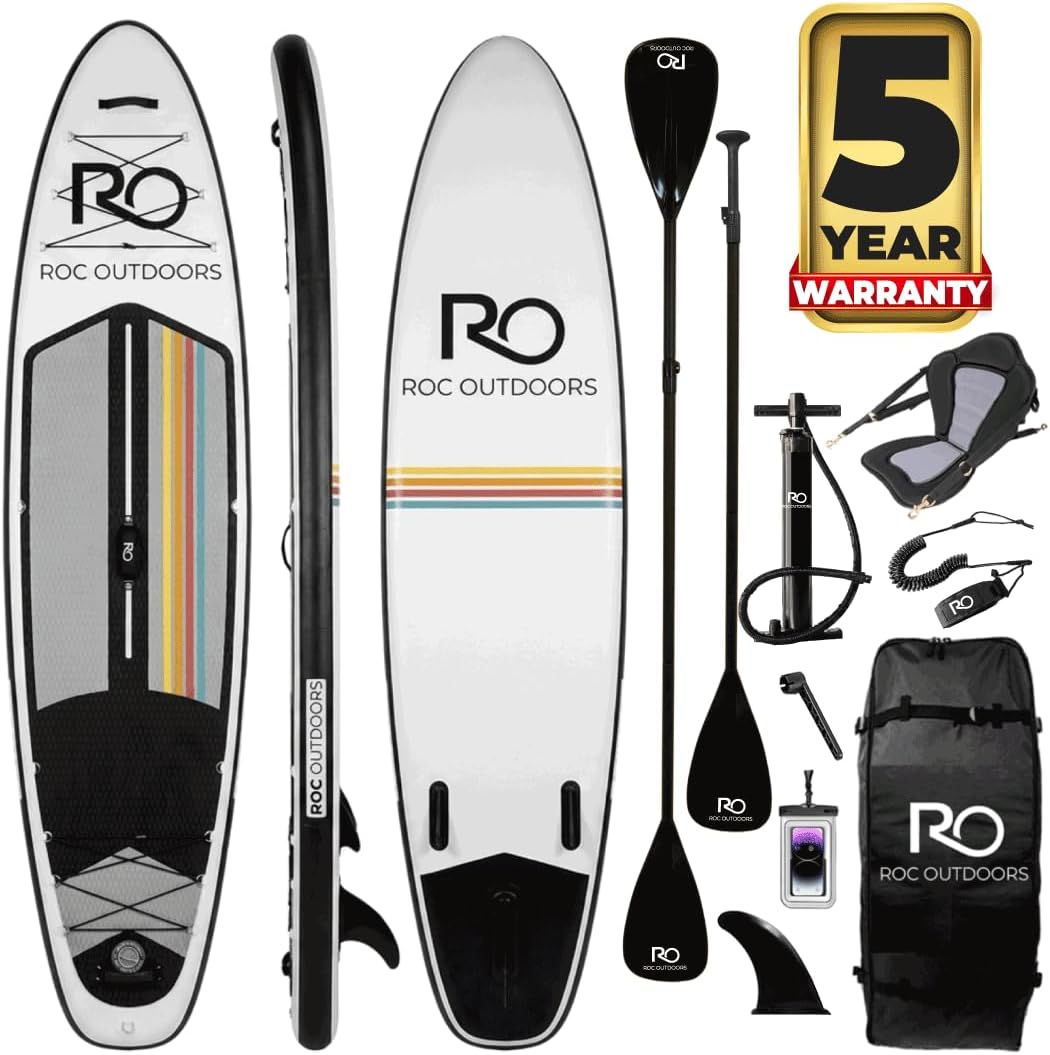 Roc Inflatable Stand Up Paddle Board 10' 6' with Premium SUP Paddle Board Accessories, Wide Stable Design, Non-Slip Comfort Deck for Youth & Adults