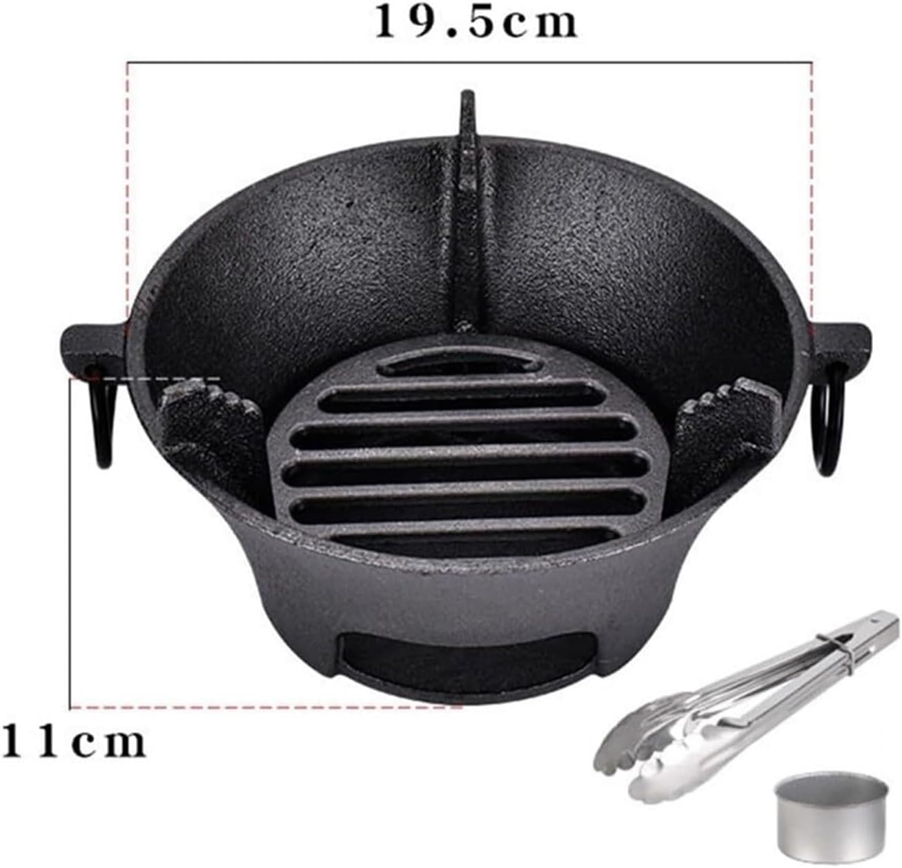 Cast Iron Charcoal Grill – Portable Korean & Japanese BBQ Stove, Heavy-Duty Campfire Barbecue Grill for Camping
