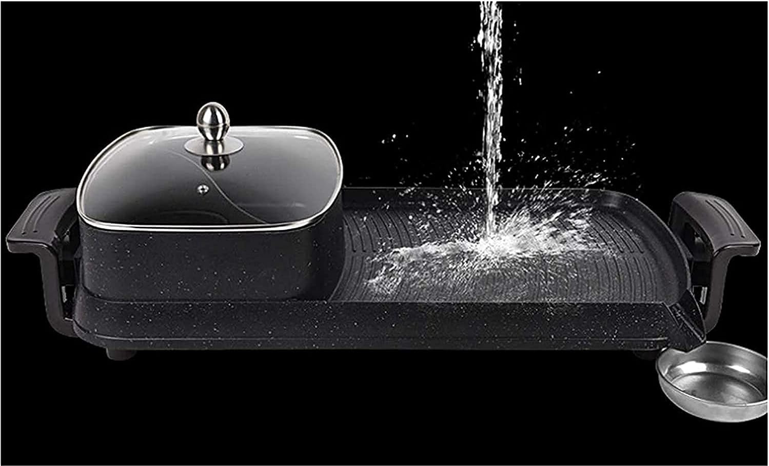 Korean BBQ Grill Smoke-Free Multi-Function Electric Grill Pan With Hot Pot 2 In 1,Household Nonstick Electric Griddle
