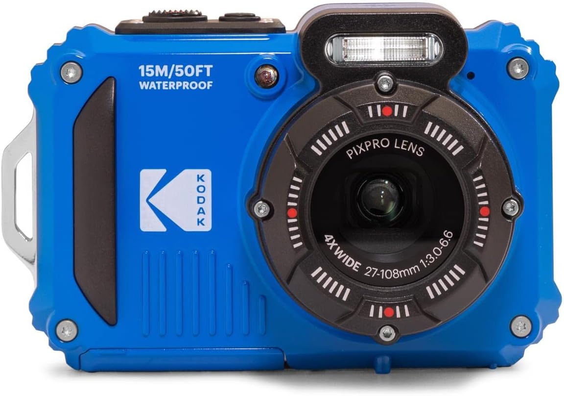 KODAK PIXPRO WPZ2 Rugged Waterproof Shockproof Dustproof WiFi Digital Camera 16MP 4X Optical Zoom 1080P Full HD Video Vlogging Camera 2.7' LCD Bundle with 32GB Memory Card and Camera Bag (Blue)
