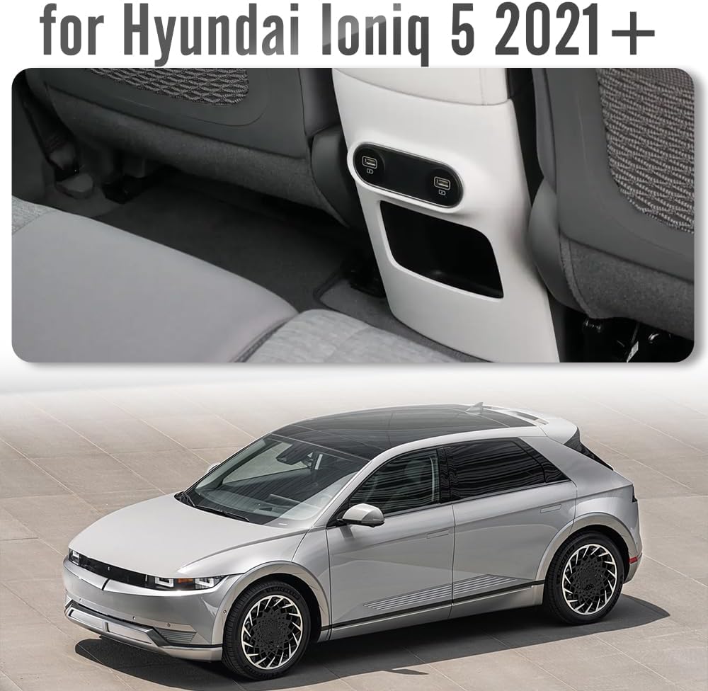 Rear Seat Center Console for Hyundai Ioniq 5 N Line N NE Limited XRT SEL Long Range 2022 2023 2024 2025, Dry Carbon Fiber Rear Charging Panel for Ioniq 5 NE (Forged Carbon)