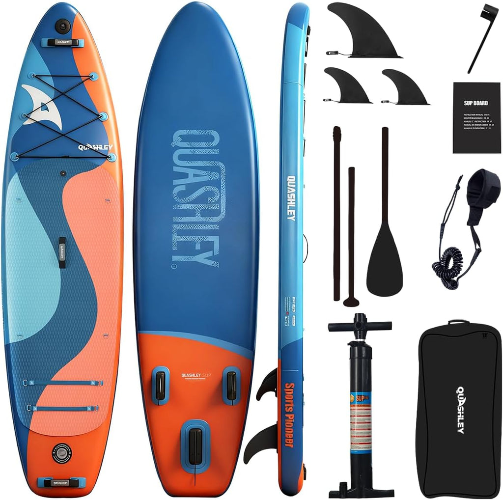 Quashley Inflatable Stand Up Paddle Board,Inflatable Paddleboards 32/34 Inch Wide,All Around SUP for Beginners with Lightweight Paddle,Hand Pump,Backpack,Leash,Durable & Portable iSUP Board