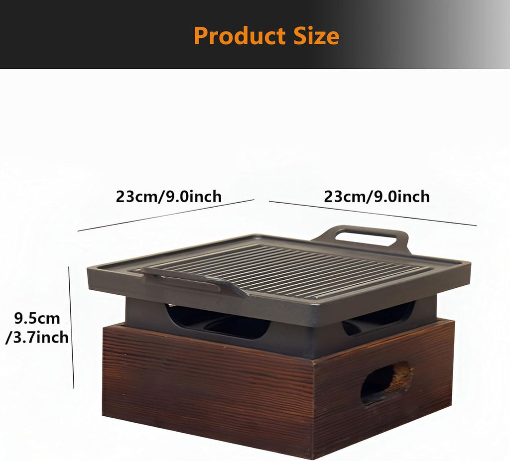 Small BBQ Grill 9 Inch Non-Stick Korean BBQ Grill, Multifunctional Tabletop Barbecue Grill Portable Camping Grill Stove for Backyard Picnic Travel Beach