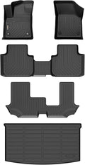 GINOWY-Floor Mats & Cargo Liner Set for 2018-2026 Volkswagen Atlas, 7 Passenger, TPE All Weather Car Mats Floor Liners for VW Atlas 7 Seater Waterproof Cargo Trunk Mat Accessories Mats