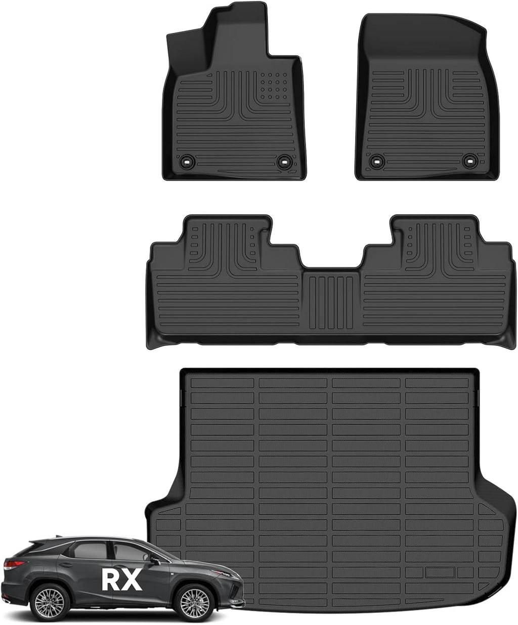 Wayhigh® All Weather Floor Mats and Cargo Mat Set Fit for Lexus RX 2016-2022 RX350 / RX450h (Not for RXL) TPE Car Mats Waterproof Heavy Duty Floor Liners for Lexus RX Accessories