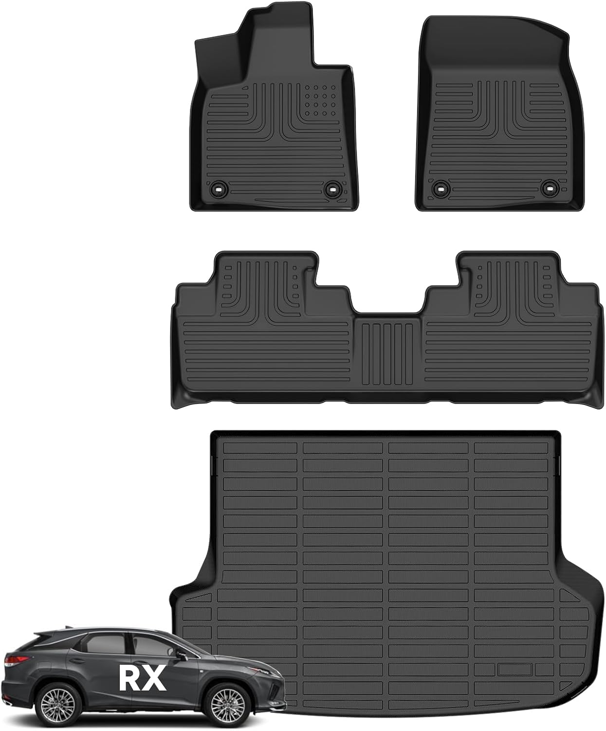 Wayhigh® All Weather Floor Mats and Cargo Mat Set Fit for Lexus RX 2016-2022 RX350 / RX450h (Not for RXL) TPE Car Mats Waterproof Heavy Duty Floor Liners for Lexus RX Accessories