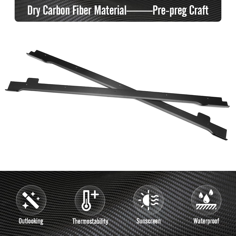Dry Carbon Fiber Side Skirt Replacement for Hyundai Ioniq 5 NE N Line SE SEL XRT Limited 2022 2023 2024 2025 Aftermarket Rocker Panel Guard (Matte Carbon)