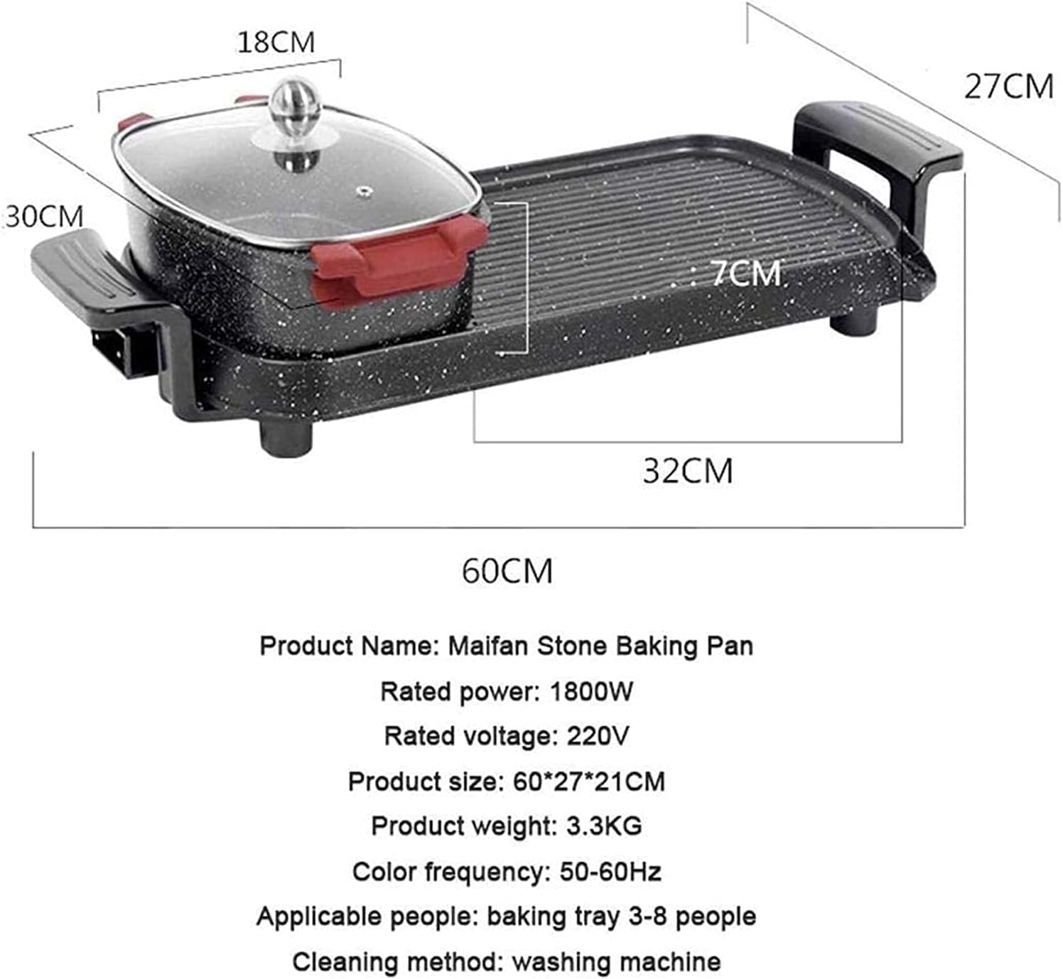 Korean BBQ Grill Large Teppanyaki Grill Electric BBQ Table Top Grill Cooking Plate with Adjustable Thermostat Control,Spatulas and Cool Touch Handles,Portable Nonstick Griddle