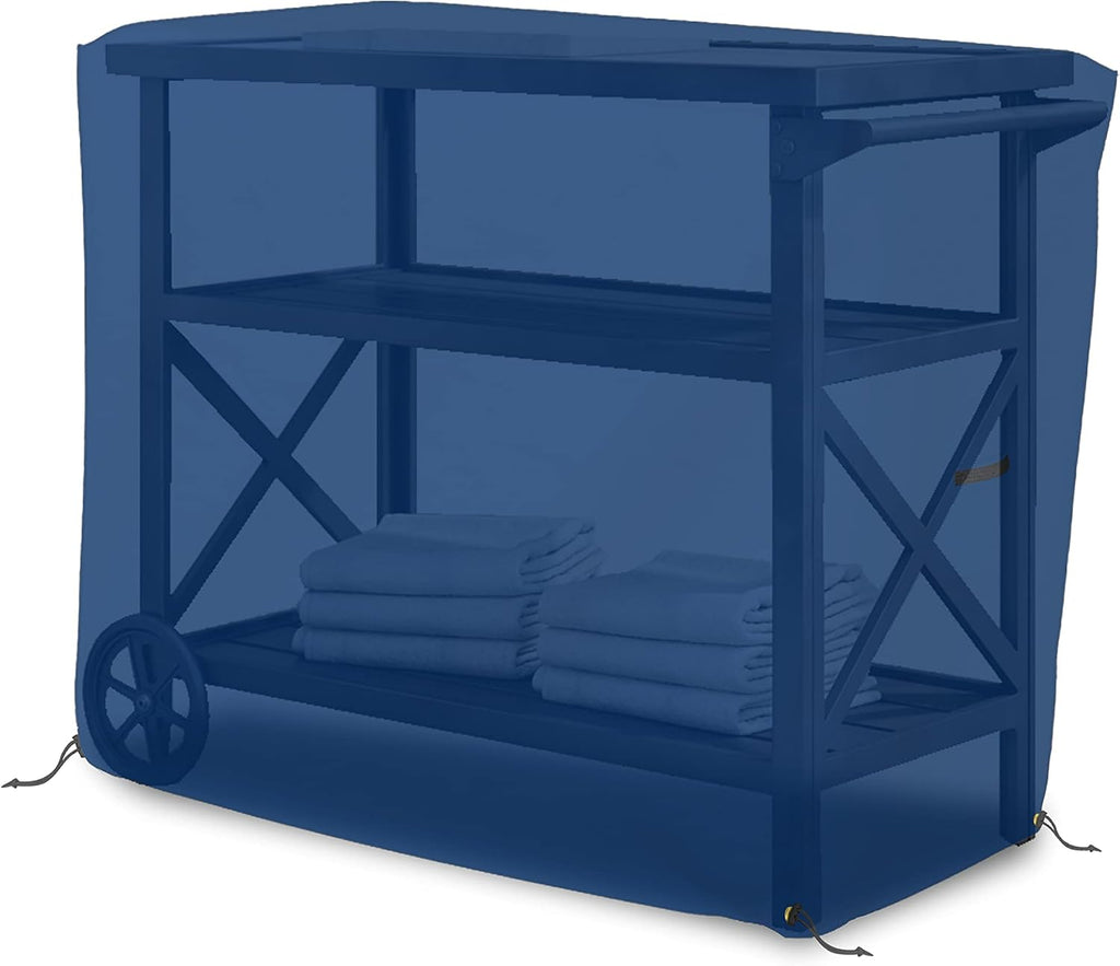 Bar Cart Cover 18 Oz Waterproof 100% Weather Resistant cart Cover with Air Pockets & Drawstring for Sung Fit (34'(H) x 50'(W) x 30'(D), Blue)