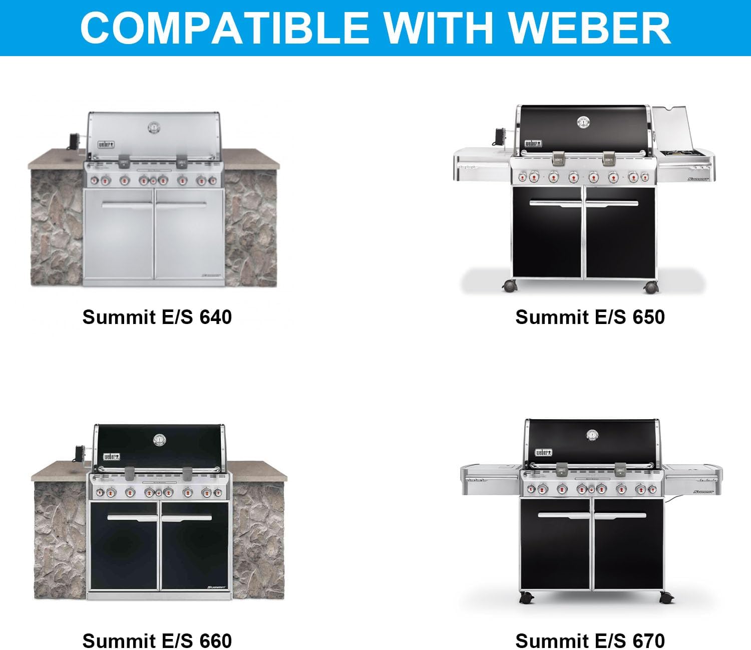 Full Size Griddle Inserts for Weber Summit 600 Series Grills, Flat Top Griddle for Summit E/S 640/650/660/670 Gas Grills with a Smoker Box, Replacement Parts for Weber 67552 Grates
