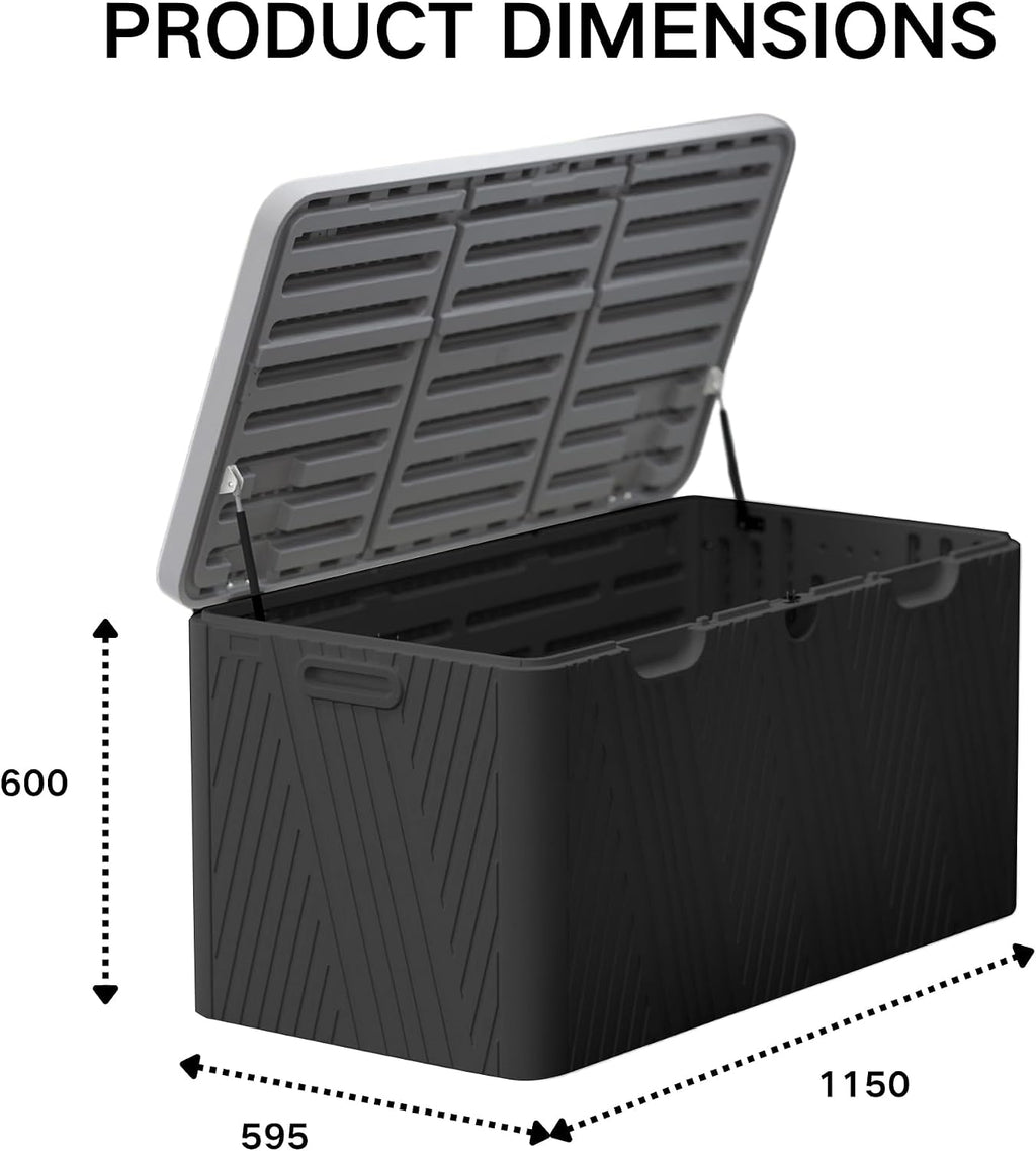 Kingdura 110 Gallon Outdoor Storage Box, Waterproof Resin Deck Box for Indoor and Outdoor Use, Lockable Storage Container for Patio Furniture Cushions Garden Tools (Black, 110 Gallon)