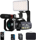 ORDRO UHD 4K Video Camera IR Night Vision Vlogging Camera for YouTube Digital Zoom Recorder with Microphone, Wide Angle Lens, LED Video Light, Handheld Stabilizer, Carrying Case,64GB Memory Card