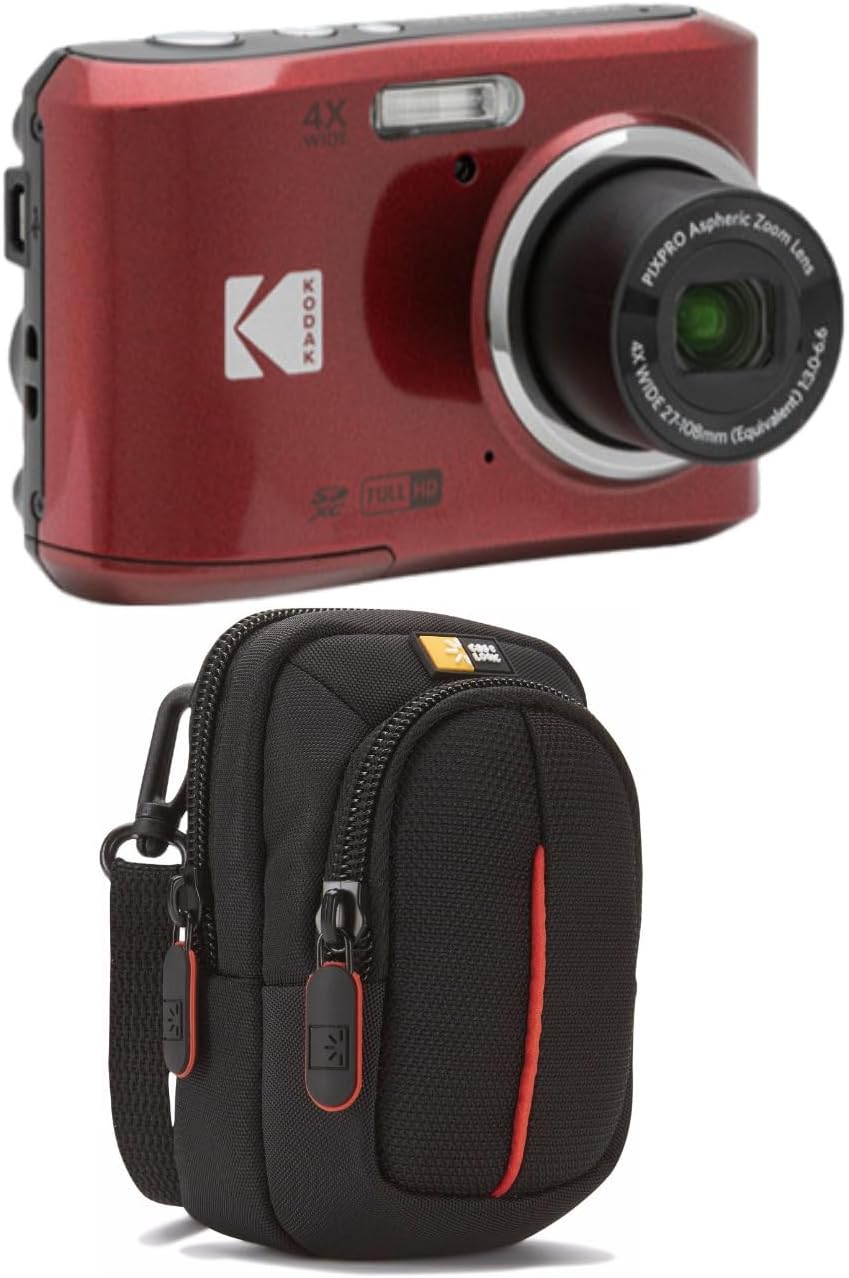 Kodak PIXPRO FZ45 Friendly Zoom Digital Camera (Red) Bundle with Camera Case (2 Items)