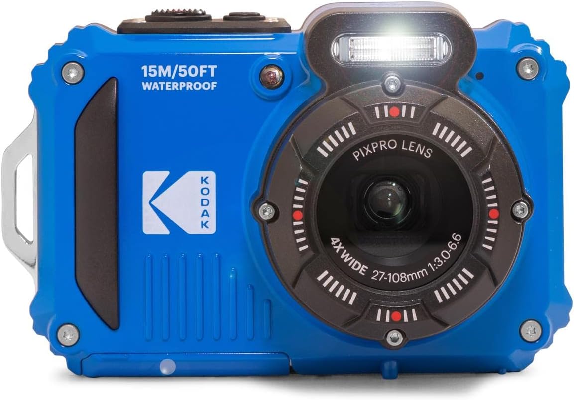 KODAK PIXPRO WPZ2 Rugged Waterproof Shockproof Dustproof WiFi Digital Camera 16MP 4X Optical Zoom 1080P Full HD Video Vlogging Camera 2.7' LCD Bundle with 32GB Memory Card and Camera Bag (Blue)