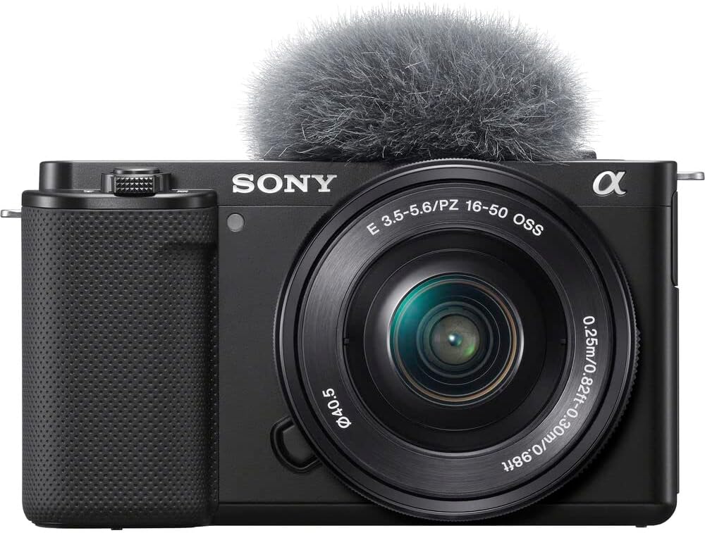 Sony ZV-E10 Mirrorless Camera Black with 16-50mm Power Zoom Lens (ILCZV-E10L) – 24.2 MP APS-C Sensor, 4K Video, Vari-Angle Screen w/ 64GB Memory Card, Bag, Card Reader and More