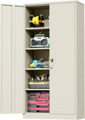Incbruce Patio Metal Storage Cabinets, 72' H x18 D Outdoor Tool Shed with Doors and Adjustable Shelves for Home, Patio, Office (Warm Grey)