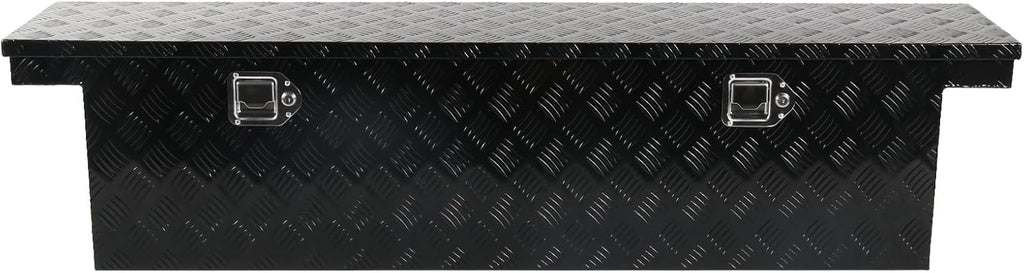 60''Inch Aluminum Truck Tool Box Trailer Chest Box Underbody Storage Organizer Waterproof Square Storage Organizer w/Lock & Keys Black(‎60' Lx12 Wx14 H) Only For Standard cab Or Regular CAB