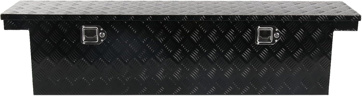 60''Inch Aluminum Truck Tool Box Trailer Chest Box Underbody Storage Organizer Waterproof Square Storage Organizer w/Lock & Keys Black(‎60' Lx12 Wx14 H) Only For Standard cab Or Regular CAB