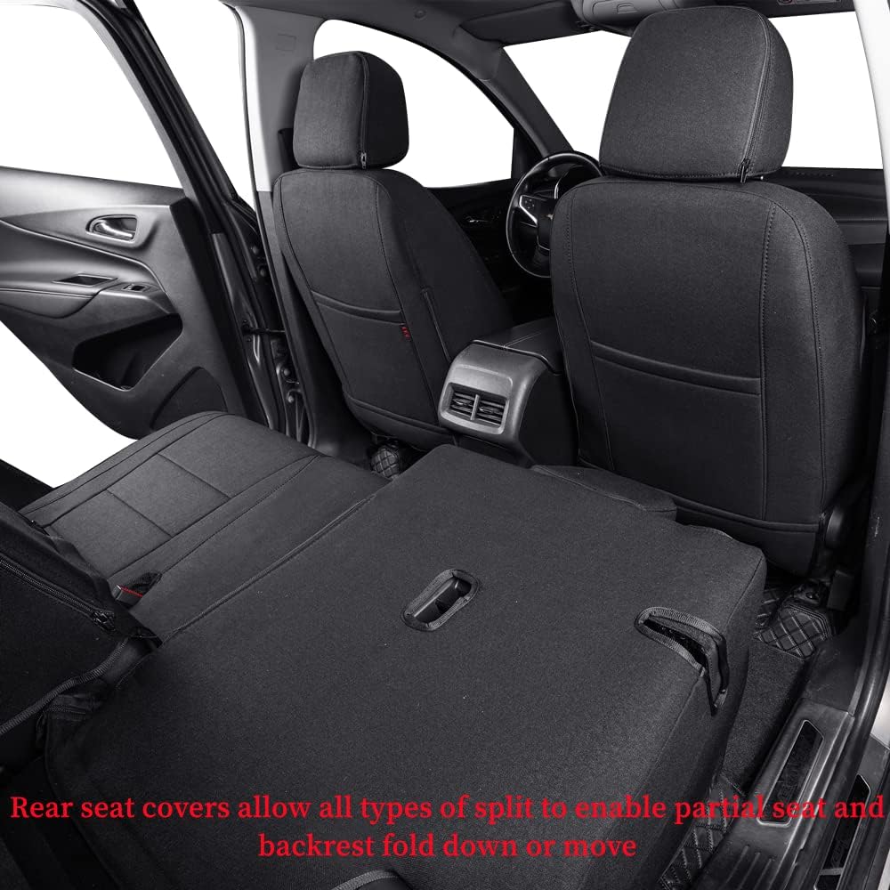 coverdream Equinox Seat Covers Custom Fit for 2025 2026 Chevrolet Equinox LT,RS,Activ (Not for EV),Full Coverage,Airbag Compatible Polyester Car Seat Protector(Full Set,Black)