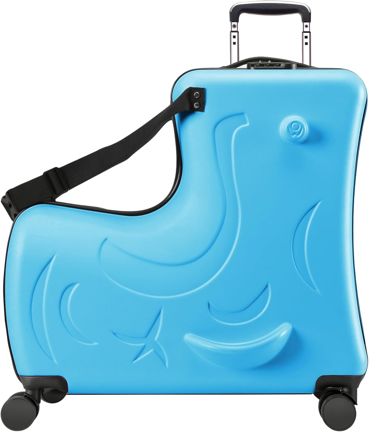 Toddler Luggage Ride On Suitcase for Kids with 4 Spinner wheels, Hardside Travel Luggage for Boys and Girls Ages 2-12 (Ocean Blue, 20-Inch)