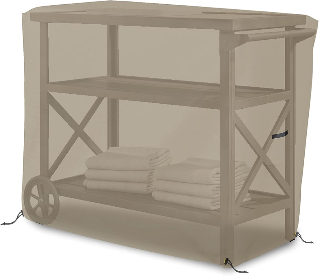 Bar Cart Cover 12 Oz Waterproof 100% Weather Resistant cart Cover with Air Pockets and Drawstring for Sung Fit (34' H x 50' W x 30' D), Beige