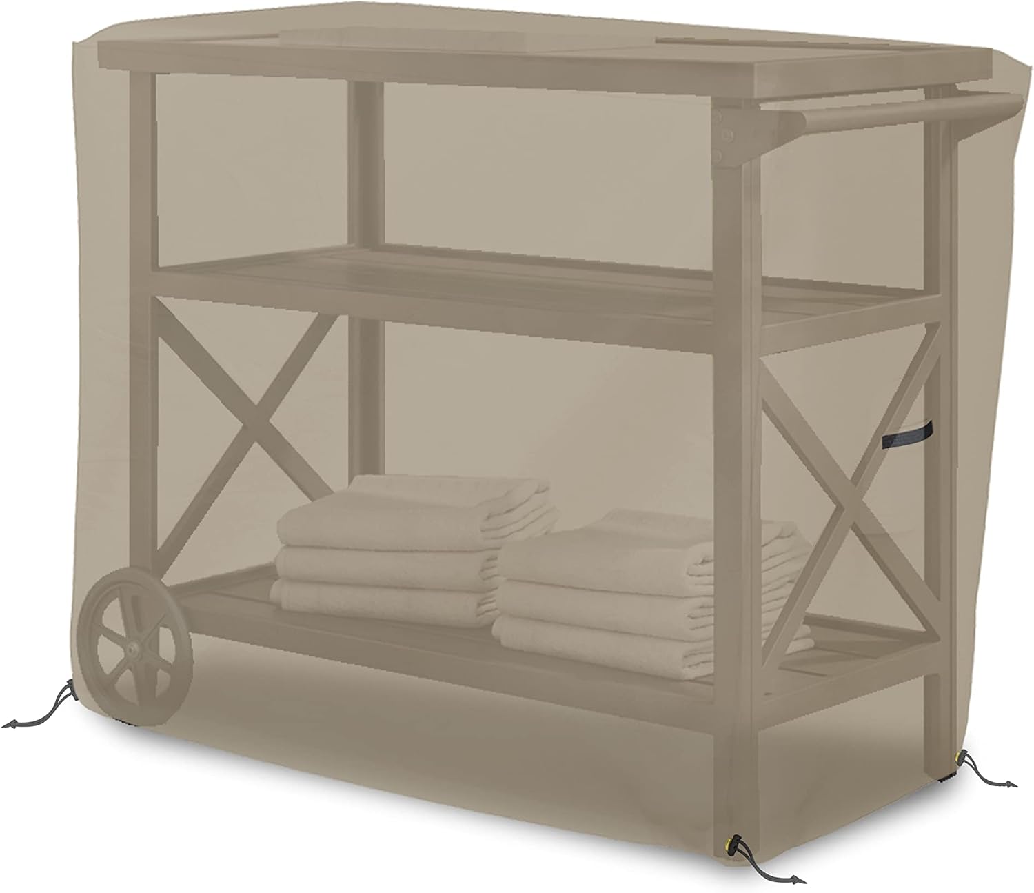 Bar Cart Cover 12 Oz Waterproof 100% Weather Resistant cart Cover with Air Pockets and Drawstring for Sung Fit (34' H x 50' W x 30' D), Beige