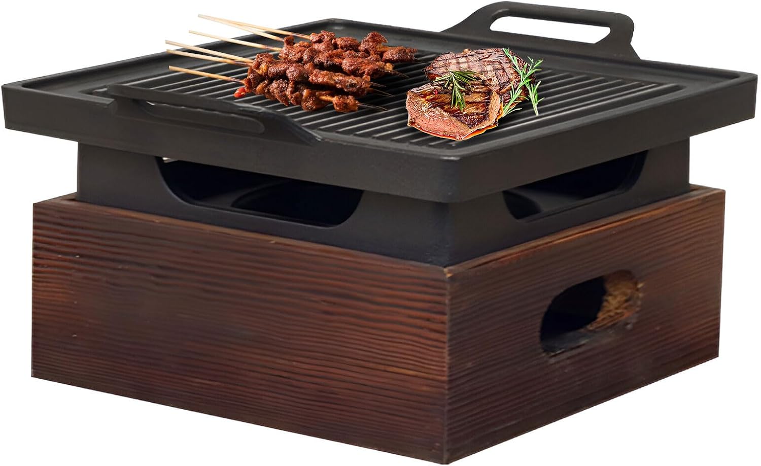 BBQ Grill, 9-Inch Non-Stick Tabletop Portable Camping Grill, Multifunctional Barbecue Grill Stove for Backyard Picnic and Travel