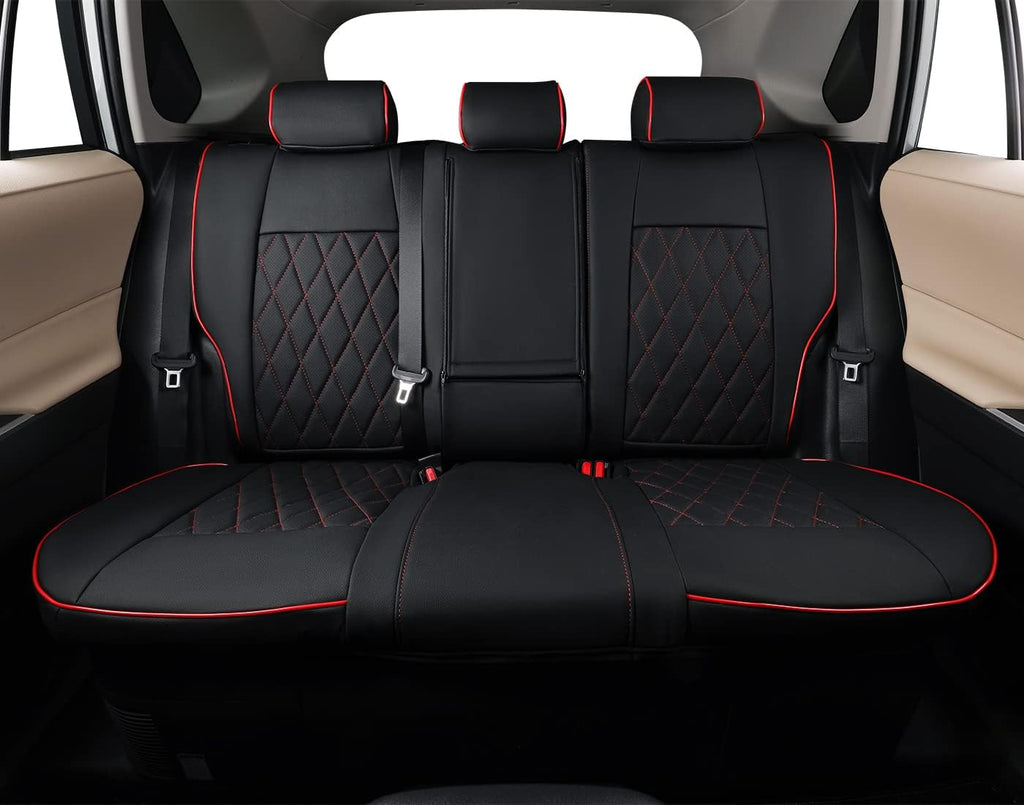 EKR Custom Fit Tucson Car Seat Covers for Hyundai Tucson 2019 2020 2021(Not for NX4),Leather Seat Cover Full Set for SUV-Faux Leather(Black with Red Piping)