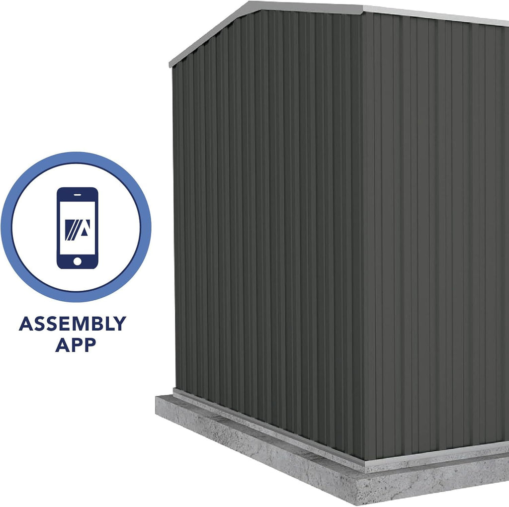 Absco Premier Storage Sheds, 10'x7' Metal Garage, DIY Backyard Shed, Utility Tool Storage, Weather & Wind Resistant Aluminum Panels & Steel Frame, Maintenance-Free, 12 Year Warranty, Monument Gray