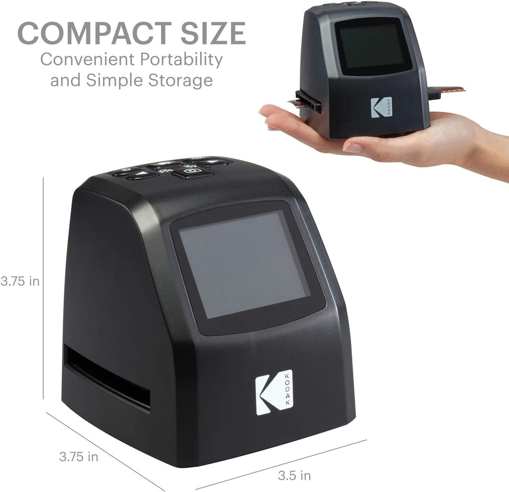 KODAK Mini Digital Film & Slide Scanner – Converts 35mm, 126, 110, Super 8 & 8mm Film to 22MP JPEG Images – Includes 2.4' LCD Screen & Easy-Load Adapters