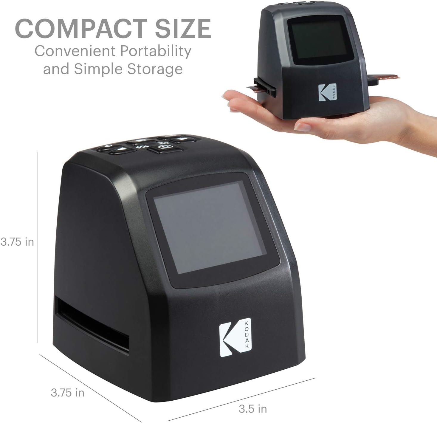 KODAK Mini Digital Film & Slide Scanner – Converts 35mm, 126, 110, Super 8 & 8mm Film to 22MP JPEG Images – Includes 2.4' LCD Screen & Easy-Load Adapters