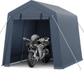 GarveeHome 6x6 FT Portable Outdoor Storage Shed with Roll-Up Zipper Door & Vent, 240G Heavy-Duty Shelter Waterproof PE Tarp, UV-Resistant Carport for Motorcycle, Firewood, Tools -Gray (Gray, 7x10)