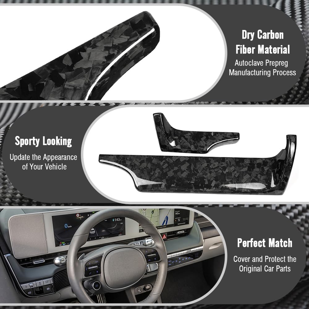 Genuine Carbon Fiber Center Consoles Dashboard Trin for Hyundai Ioniq 5 N Line N NE Limited XRT SEL Long Range 2022 2023 2024 2025 (Forged Carbon)