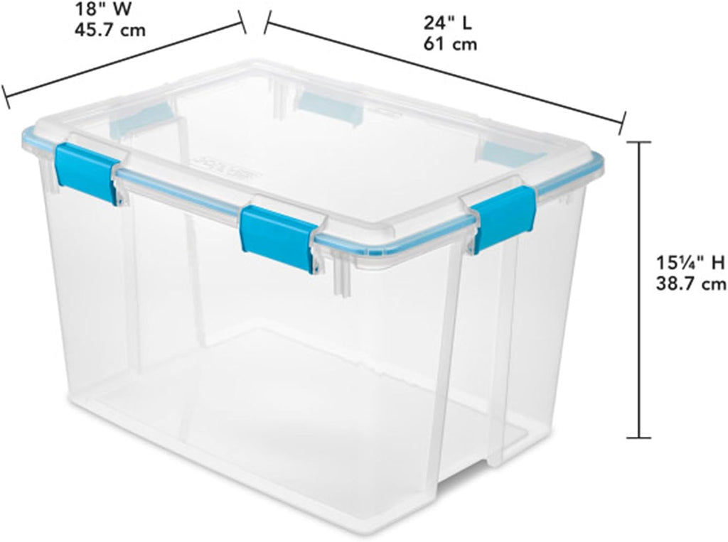 Sterilite 8-Pack Gasket Box, Weather-Resistant Storage Bins with Latching Lids, 80 Quart - Heavy-Duty Organizing Containers for Closet, Bathroom, and Office