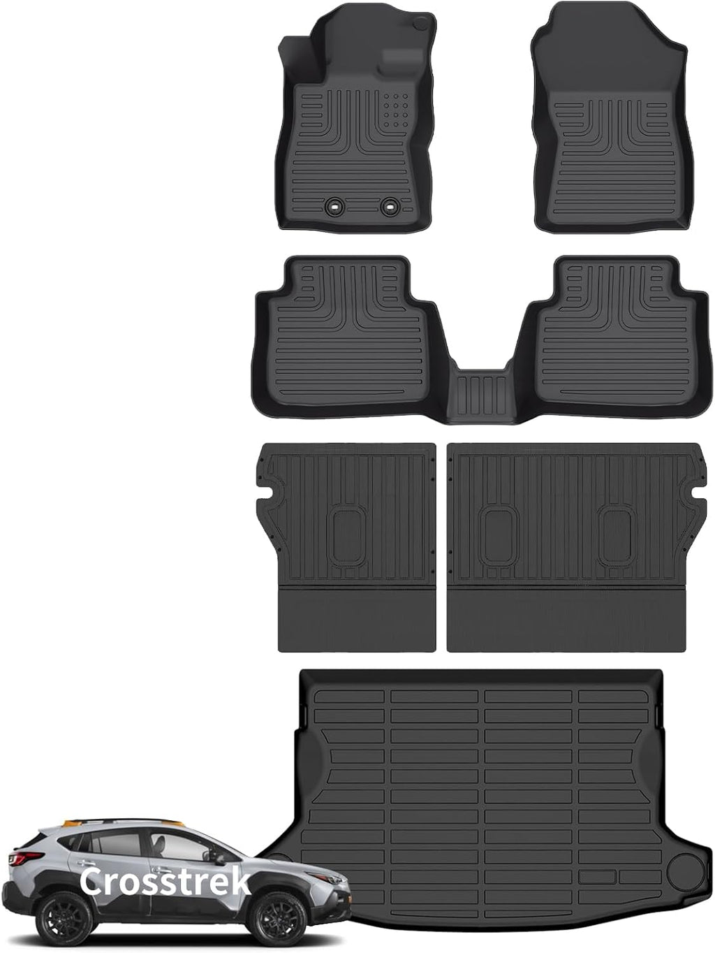 Wayhigh® Floor Mats & Backseat Cargo Liner for Subaru Crosstrek 2024-2026 (Non Hybrid) & Impreza 2024-2026, All Weather TPE Waterproof Heavy Duty, Floor Mats Custom Fit for Crosstrek Accessories